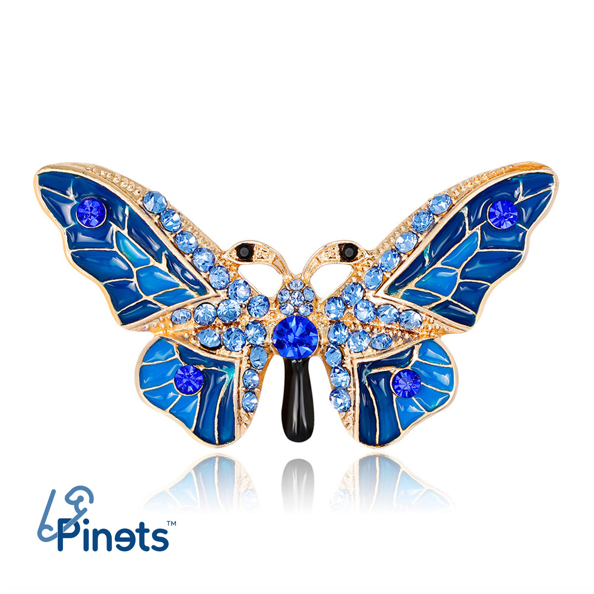 Broșă fluture albastru cu zirconiu cubic