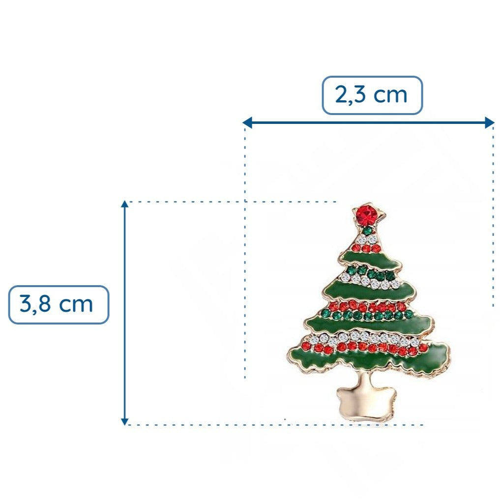 Broșă de brad de Crăciun cu zirconiu cubic