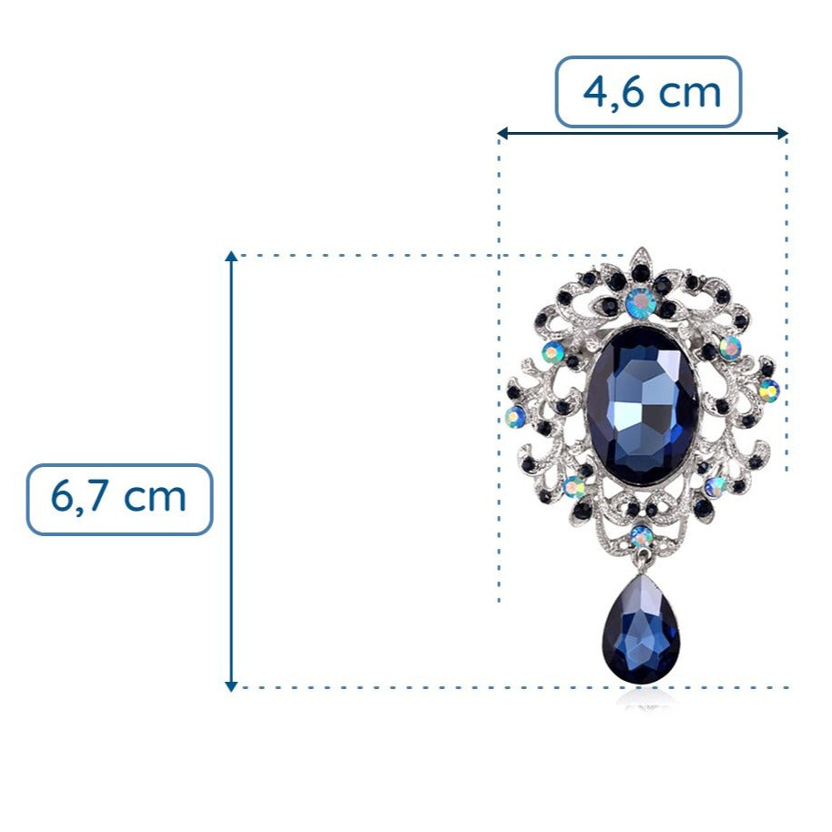 Broșă barocă cu zirconii albastre