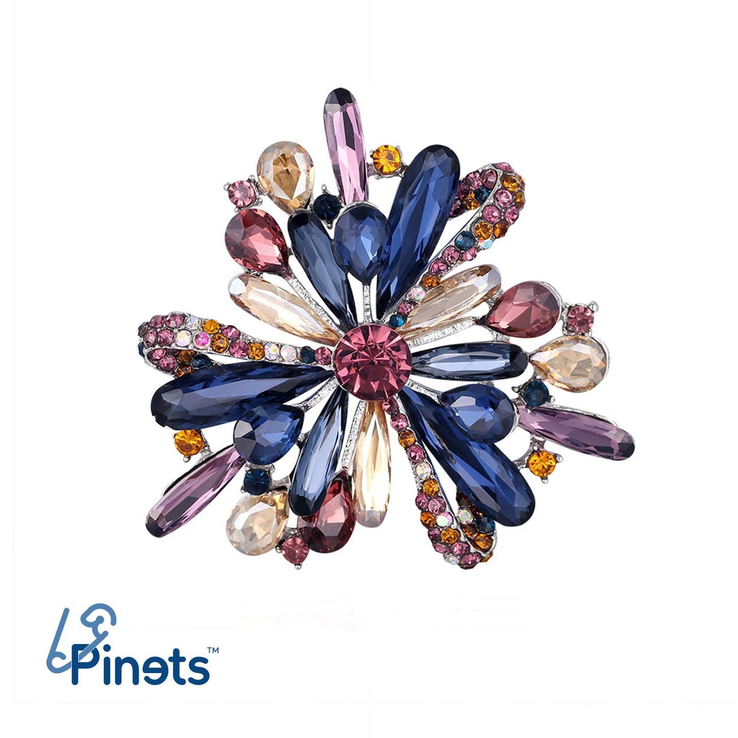 Floare colorată - broșă cu zirconiu cubic