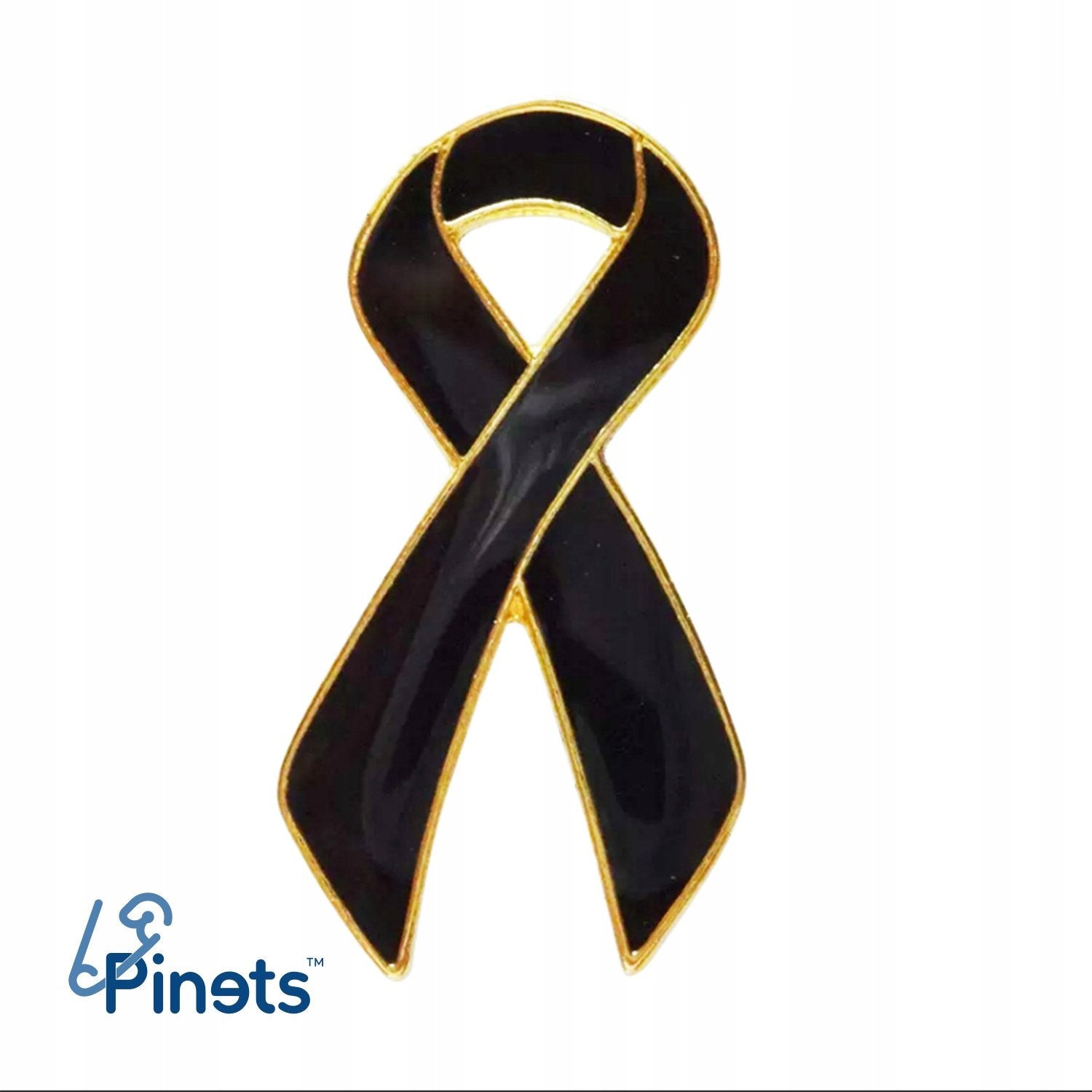 Wstążka Żałobna czarno-złota emaliowany pin - Pinets Polska