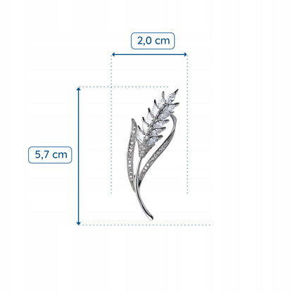 Spicul de grâu - broșă placată cu aur alb de 14K