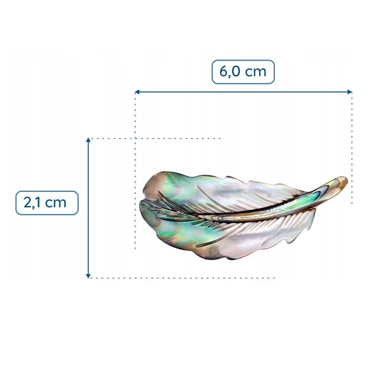 Broșă cu pană de pasăre și sidef