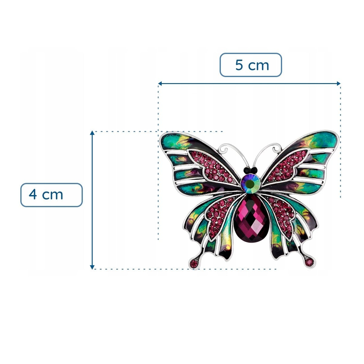 Broșă fluture cu zirconiu cubic