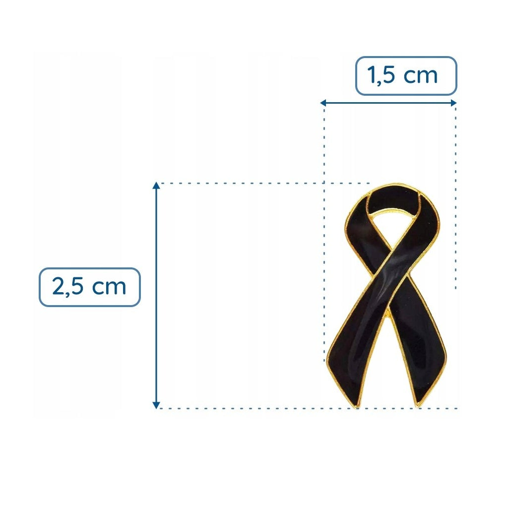 Panglică funerară neagră și aurie - insignă emailată pentru înmormântări sau doliu