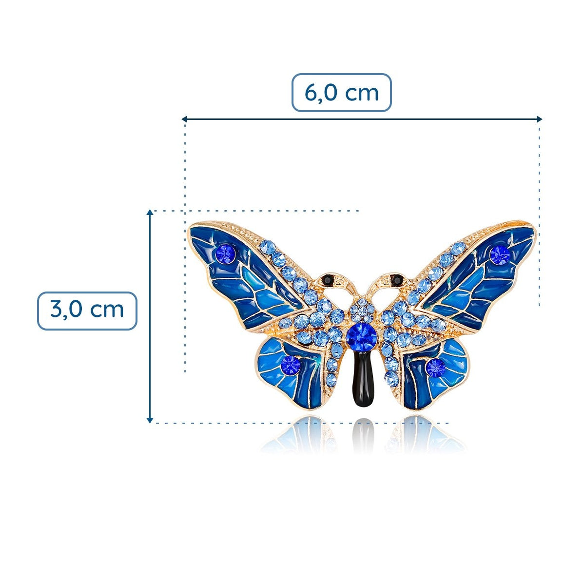 Broșă fluture albastru cu zirconiu cubic