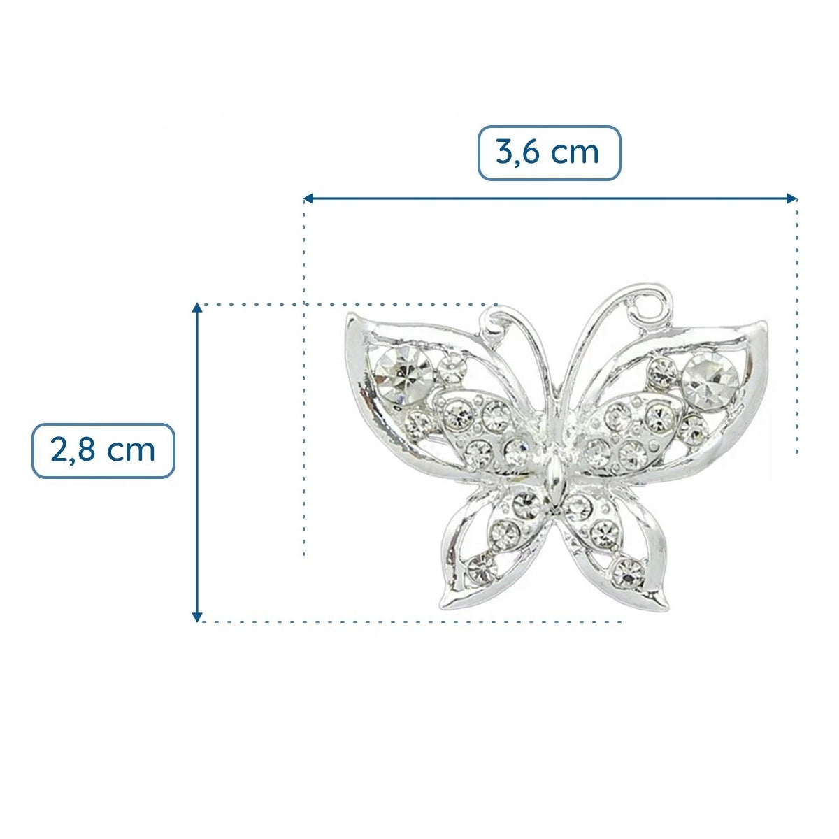 Broșă fluture din argint cu zirconiu cubic