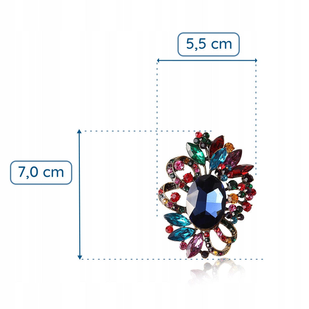 Broșă colorată cu zirconii