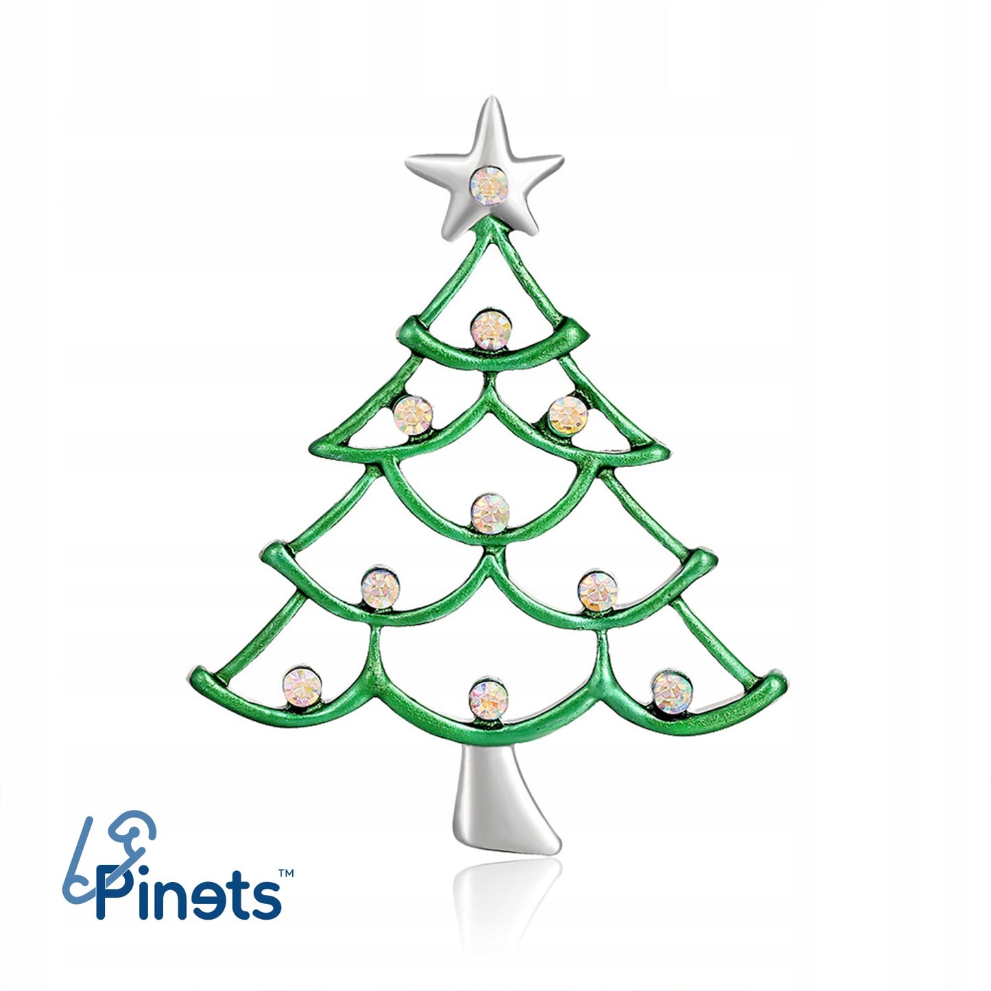 Brad de Crăciun cu zirconiu cubic - o broșă fermecătoare pentru sărbători