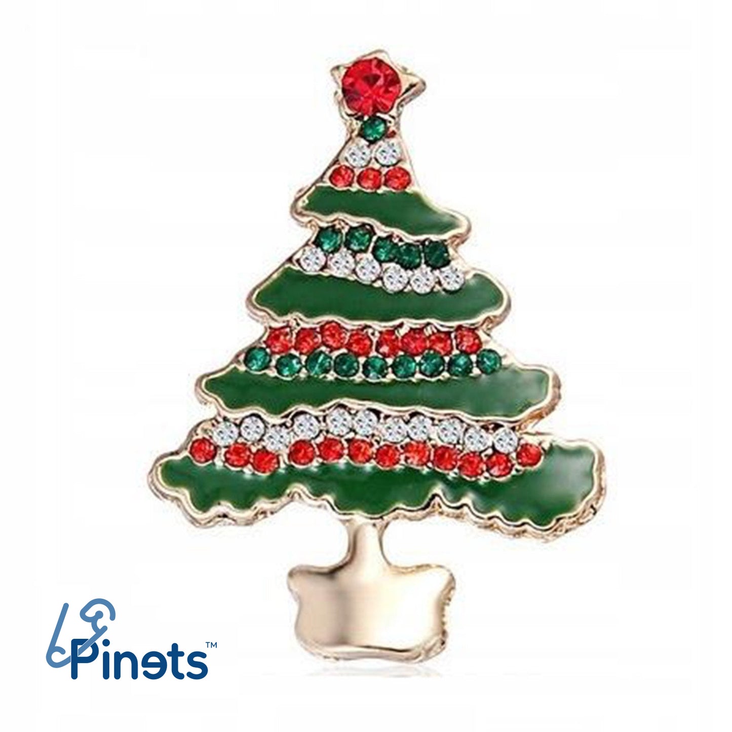 Broșă de brad de Crăciun cu zirconiu cubic