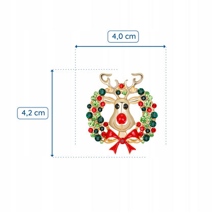 Ren cu o coroană - broșă de Crăciun