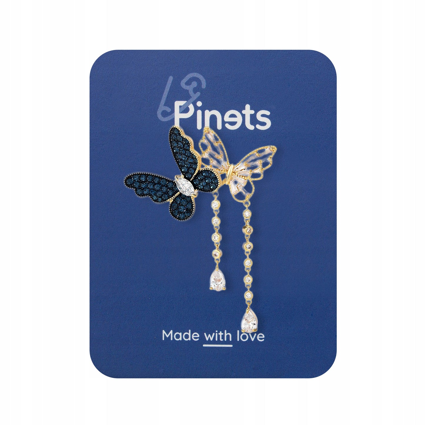 Fluturi cu lanțuri - broșă placată cu aur de 14K