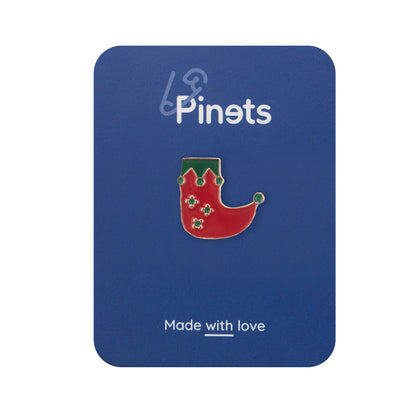 Broșă de șosetă cu elf de Crăciun