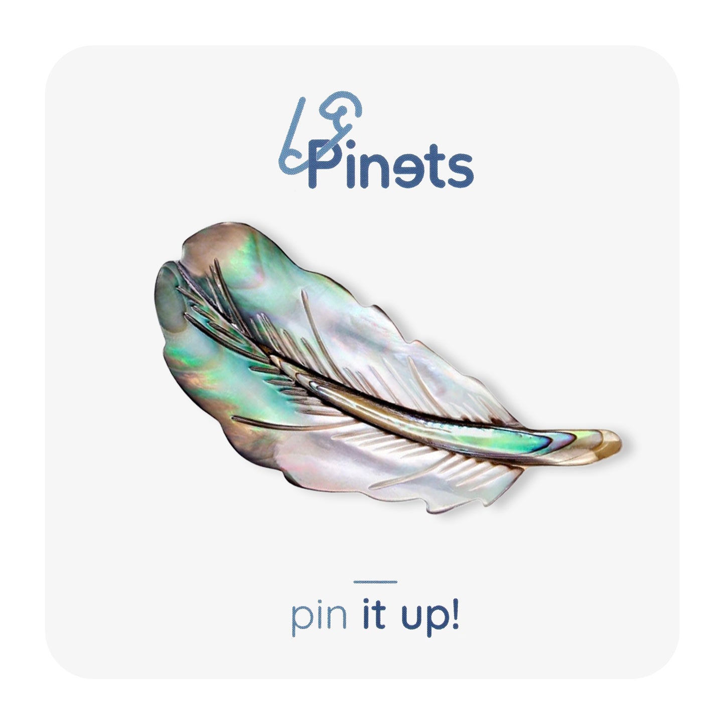 Broșă cu pană de pasăre și sidef