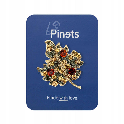 Broșă cu foiță de aur și zirconiu cubic