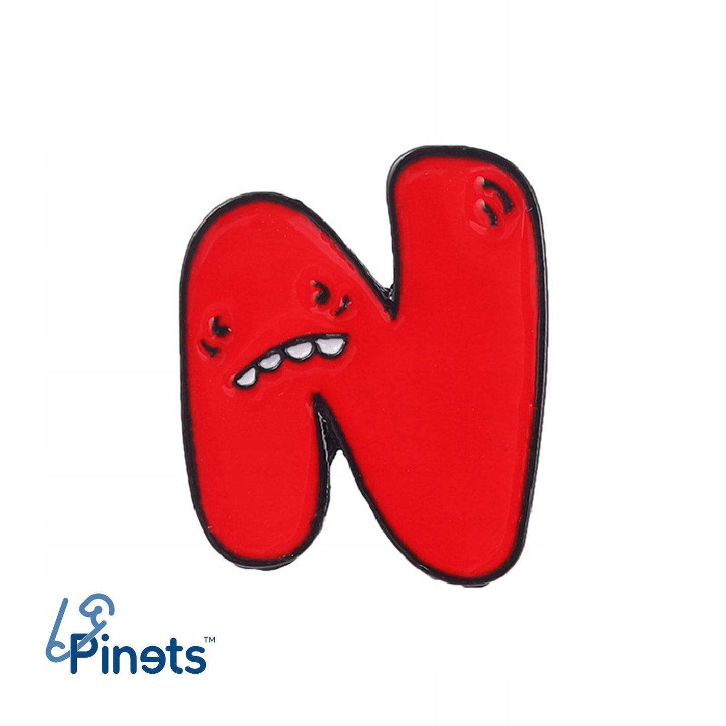 Litera N cu o expresie îngrijorată - ac roșu