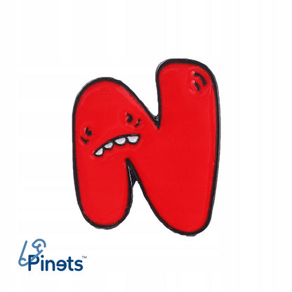 Litera N cu o expresie îngrijorată - ac roșu