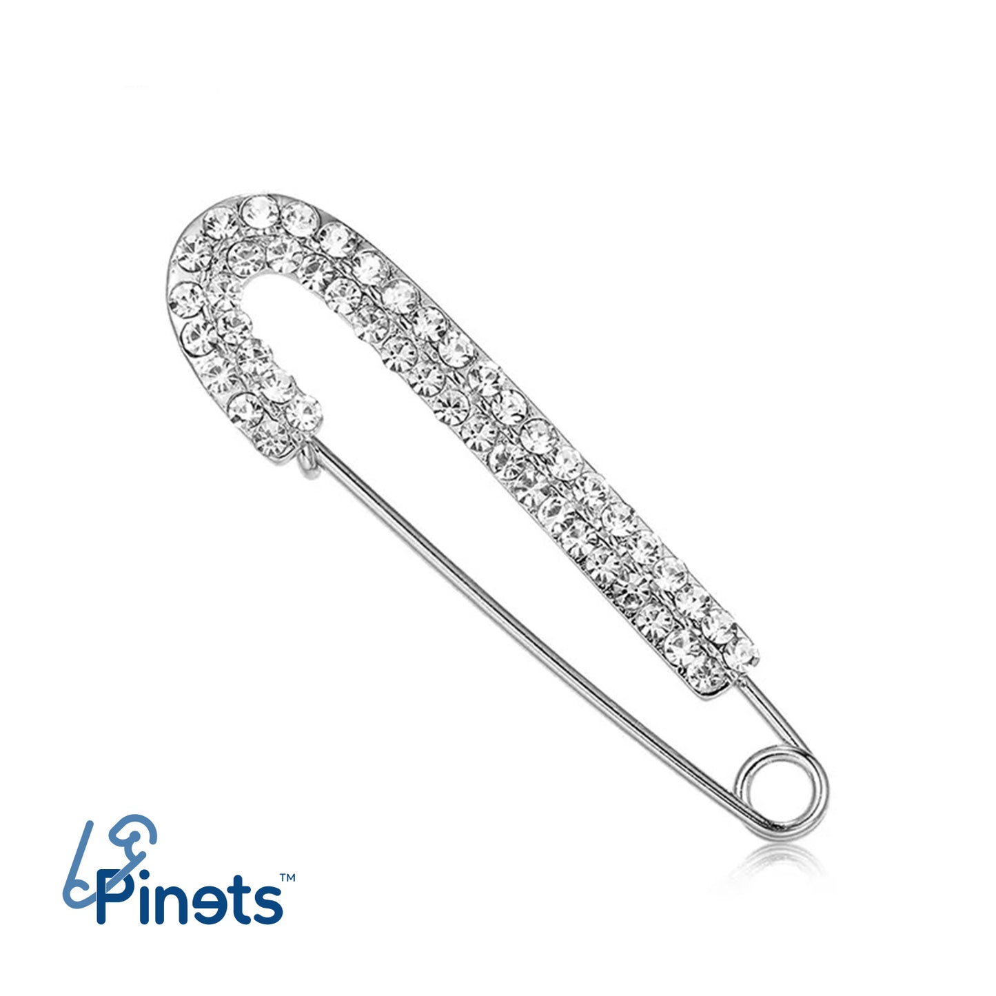 Broșă din argint cu zirconiu cubic - ac de siguranță decorat cu zirconiu cubic