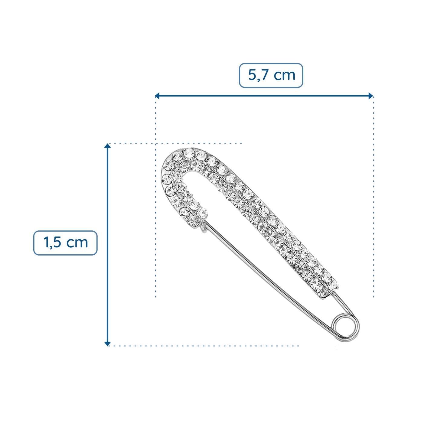 Broșă din argint cu zirconiu cubic - ac de siguranță decorat cu zirconiu cubic
