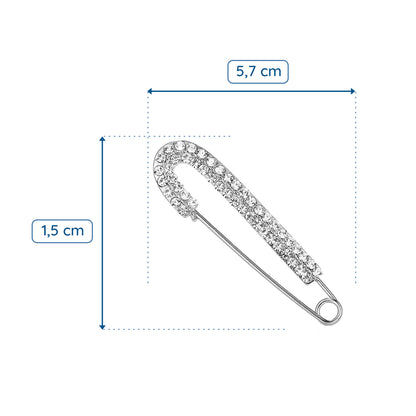Broșă din argint cu zirconiu cubic - ac de siguranță decorat cu zirconiu cubic