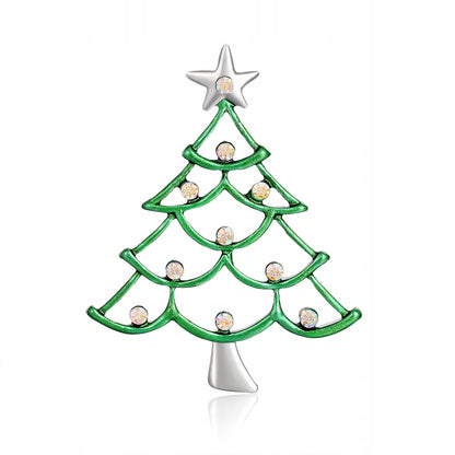 Brad de Crăciun cu zirconiu cubic - o broșă fermecătoare pentru sărbători