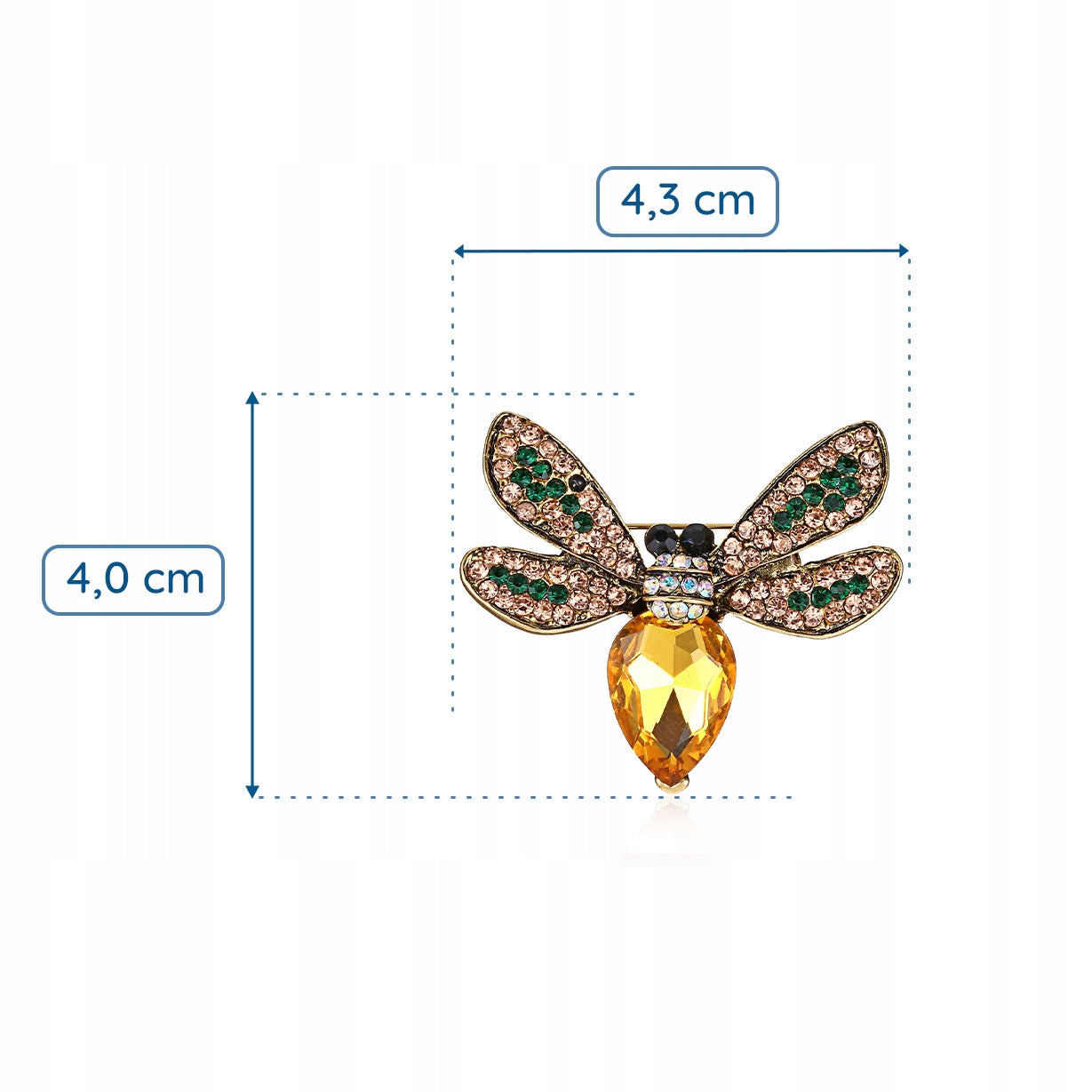 Broșă insectă galbenă cu zirconiu cubic