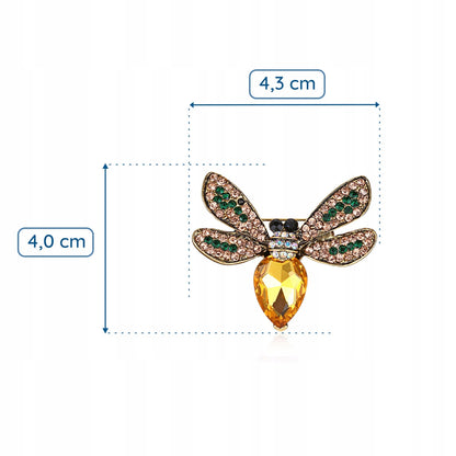 Broșă insectă galbenă cu zirconiu cubic