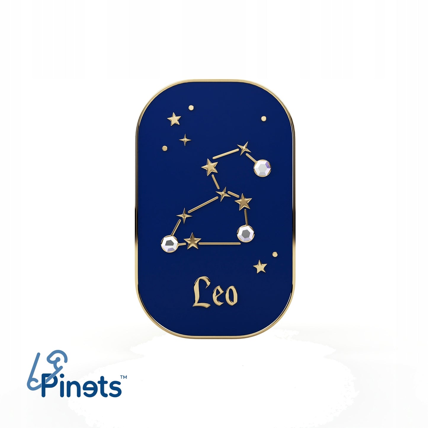 Semn zodiacal Leu - broșă cu zirconiu finisată cu aur de 14K