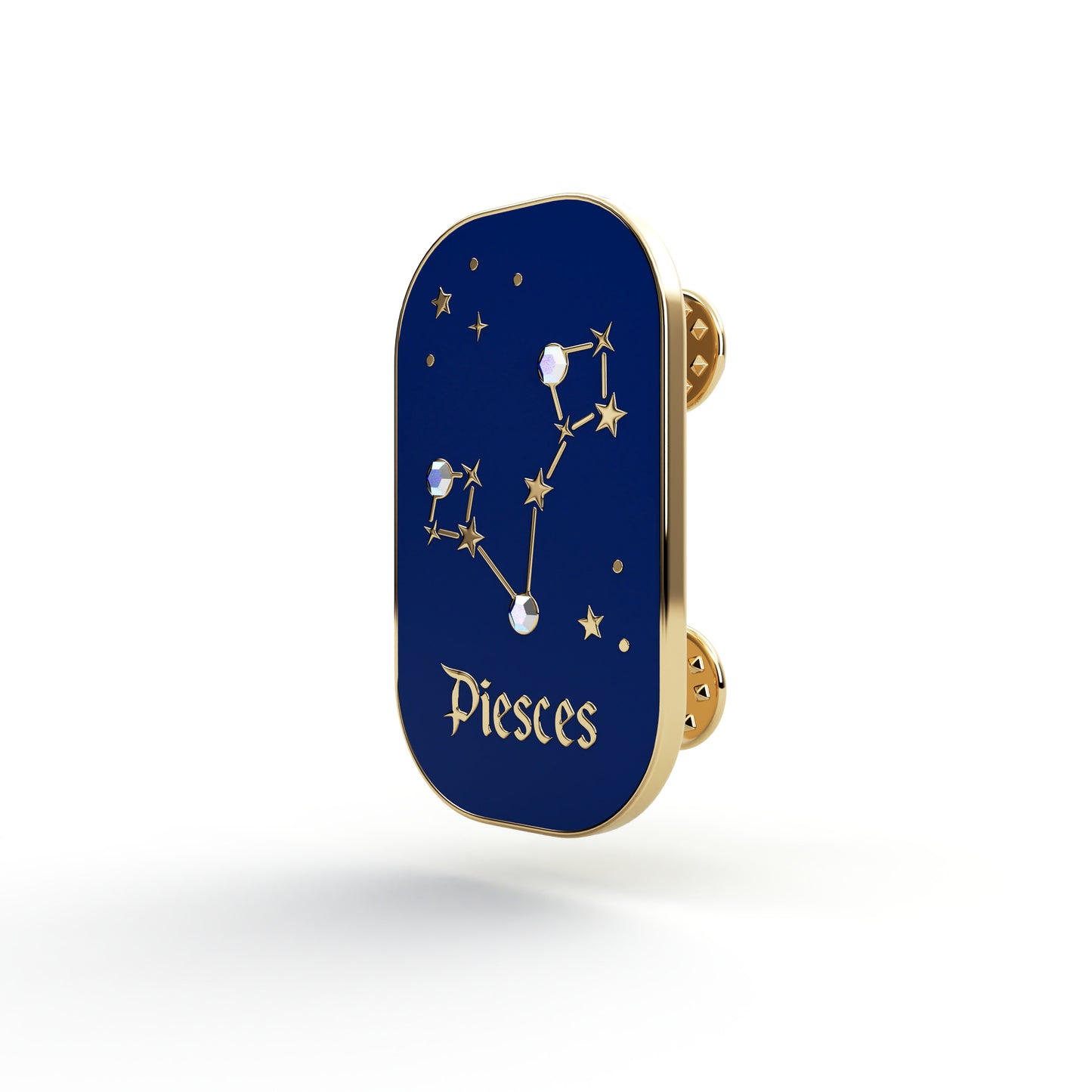 Semn zodiacal Pești - broșă cu zirconiu finisată cu aur de 14K