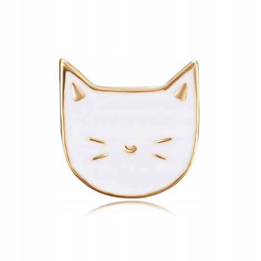Broșă pisicuță din aur alb