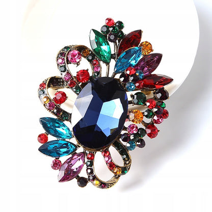 Broșă colorată cu zirconii