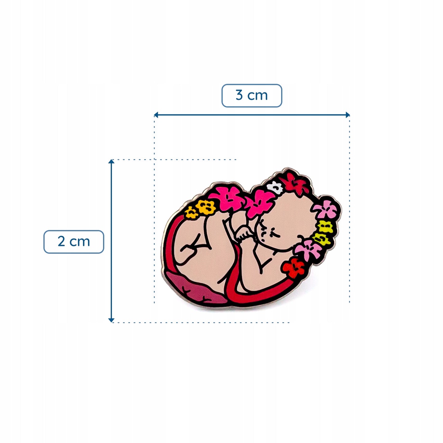 Bebeluș de făt înconjurat de flori - insignă
