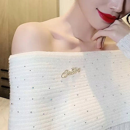 Inscripție de aur a reginei cu coroană - broșă cu zirconiu cubic