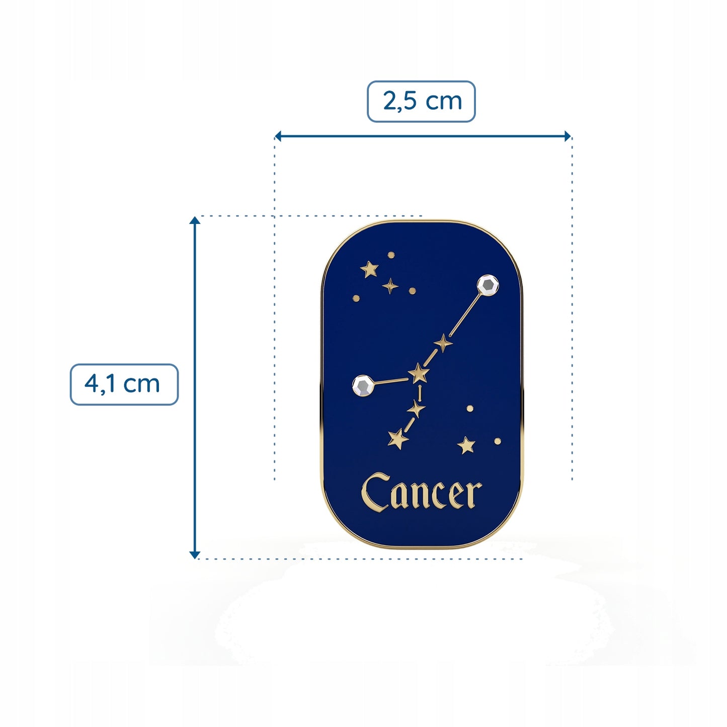 Semn zodiacal Rac - broșă cu zirconiu finisată cu aur de 14K