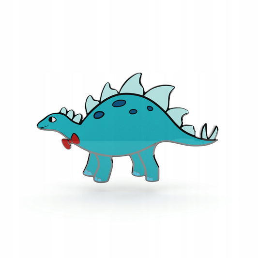 Dinozaur turcoaz cu fundă - insignă pentru copil