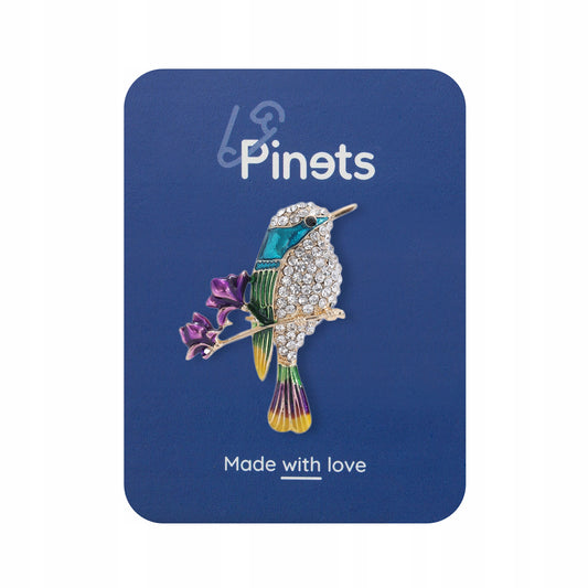 Broșă PINETS Flori de pasăre albastre Pietre decorative
