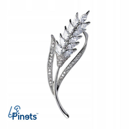 Spicul de grâu - broșă placată cu aur alb de 14K