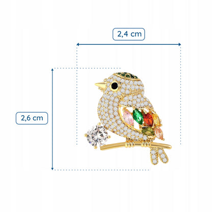 Pasăre vrabie - broșă placată cu aur de 14K