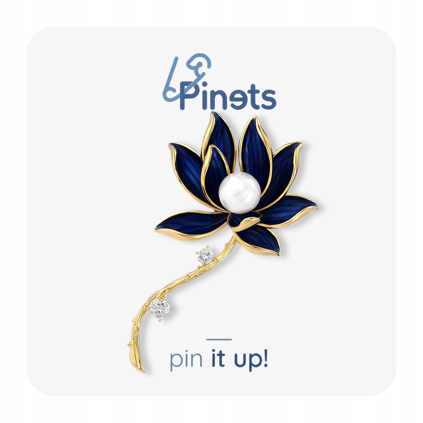 Floare de lotus - broșă placată cu aur de 14k