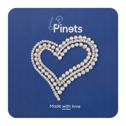 Inimă cu mărgele și zirconii - o broșă pentru îndrăgostiți