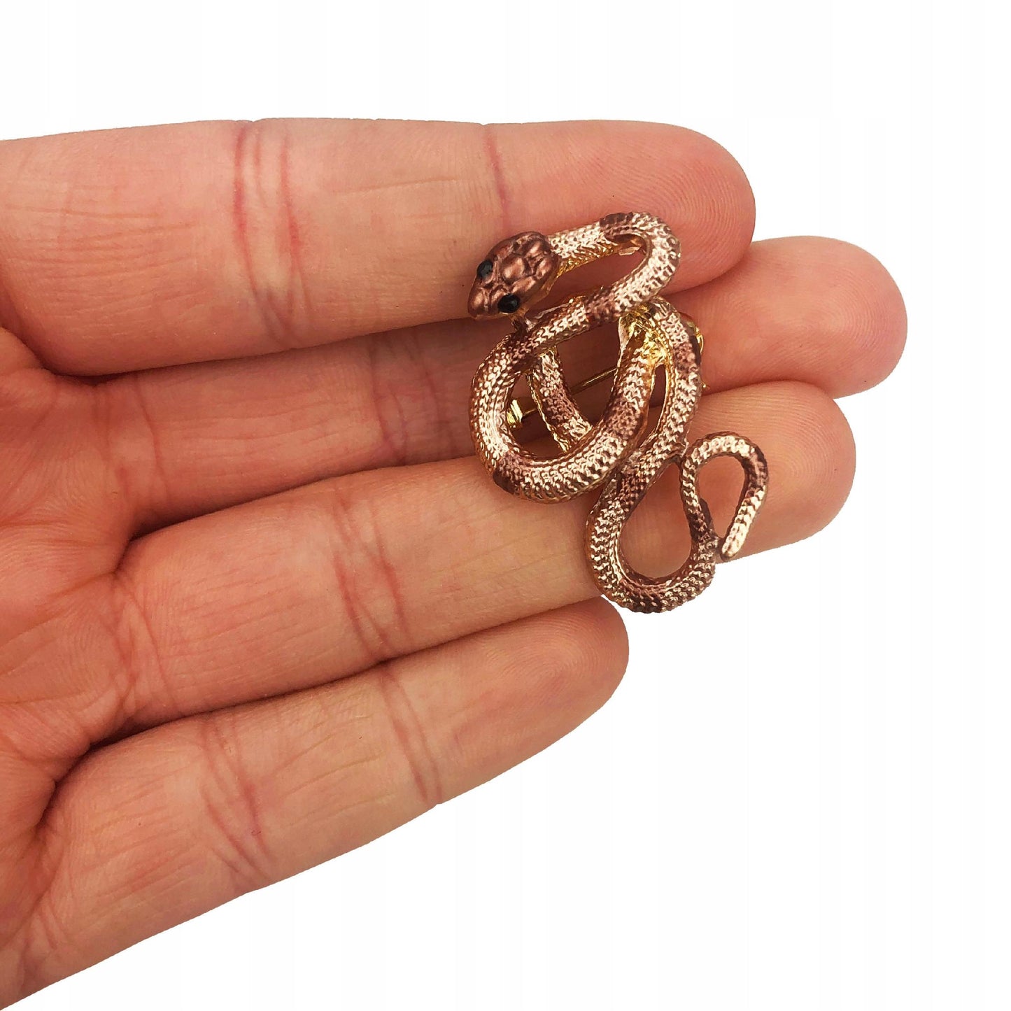 Broșă șarpe aurie cu zirconiu cubic