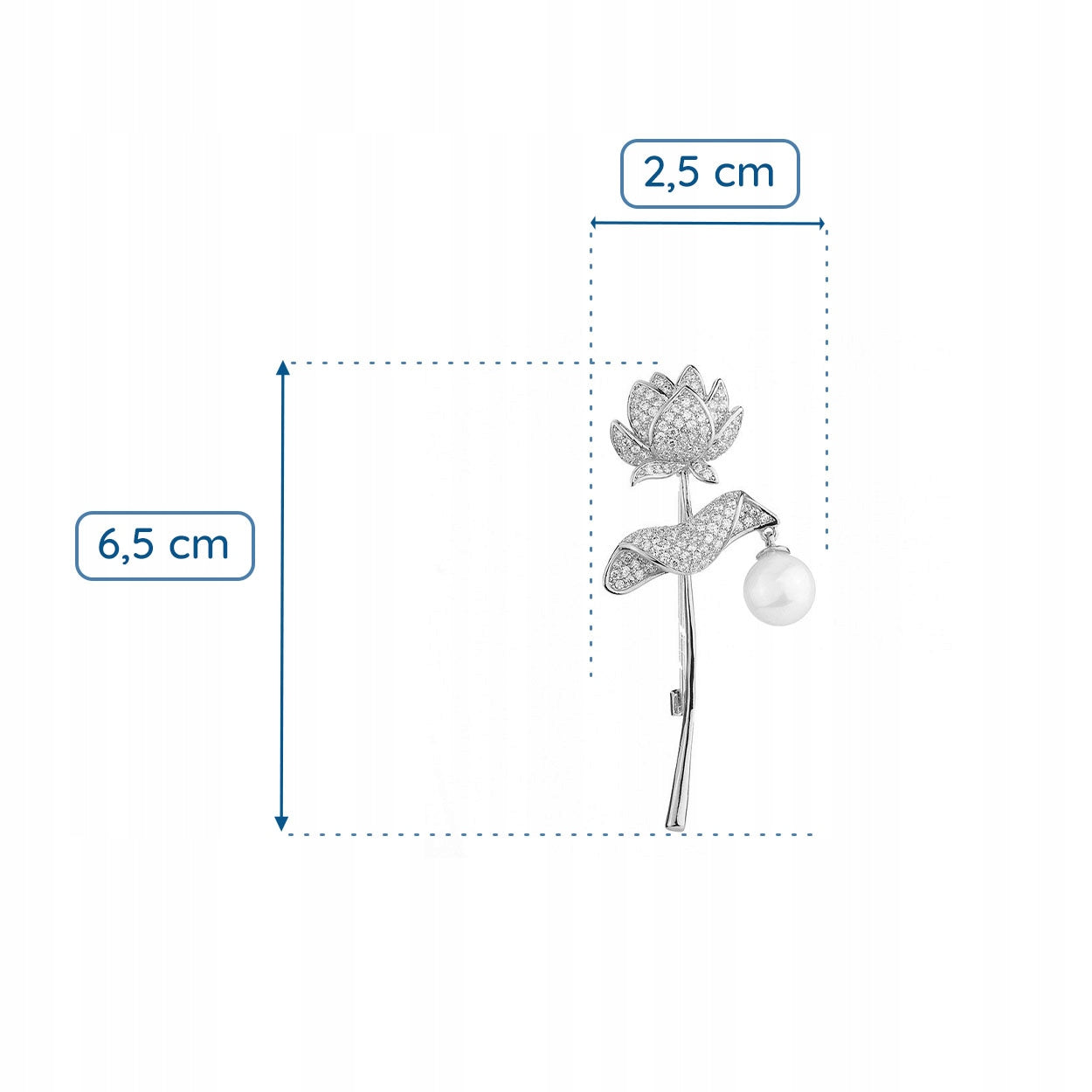 Argint placat cu aur roz cu broșă din aur alb de 14k