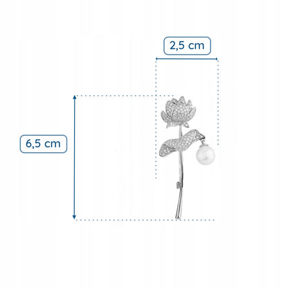 Argint placat cu aur roz cu broșă din aur alb de 14k