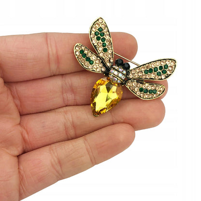 Broșă insectă galbenă cu zirconiu cubic