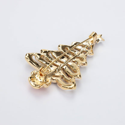 Brad de Crăciun cu lanț alb - broșă colorată de Crăciun