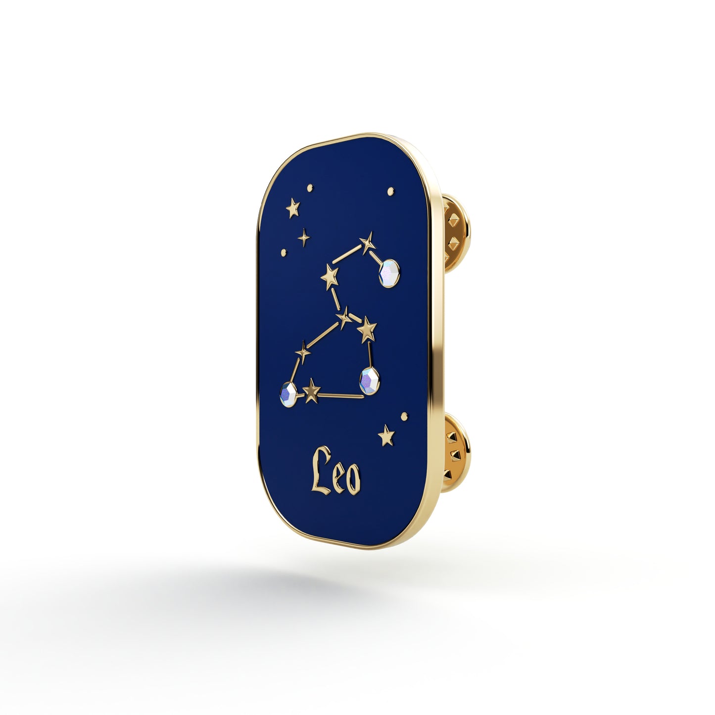 Semn zodiacal Leu - broșă cu zirconiu finisată cu aur de 14K