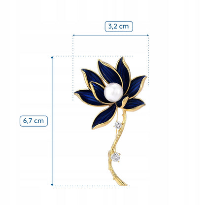 Floare de lotus - broșă placată cu aur de 14k