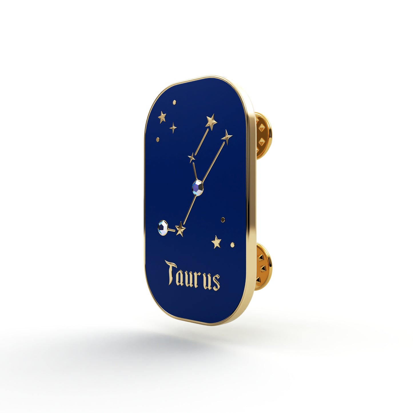 Semn zodiacal Taur - broșă cu zirconiu finisată cu aur de 14K