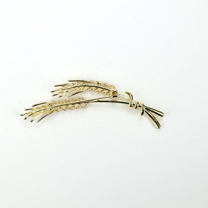 Șuvițe de grâu - broșă placată cu aur de 14K cu zirconiu cubic