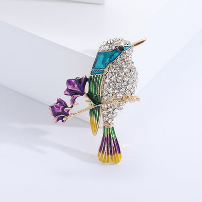 Broșă PINETS Flori de pasăre albastre Pietre decorative